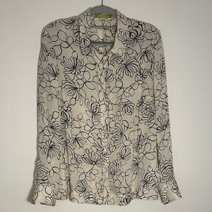 Sigrid Olsen Silk Floral Button Down Shirt
